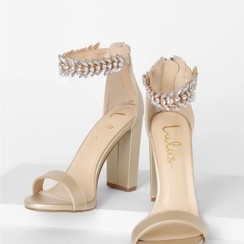 COPY - Lulus Mylan Gold Ankle Strap Heel Size 7.5